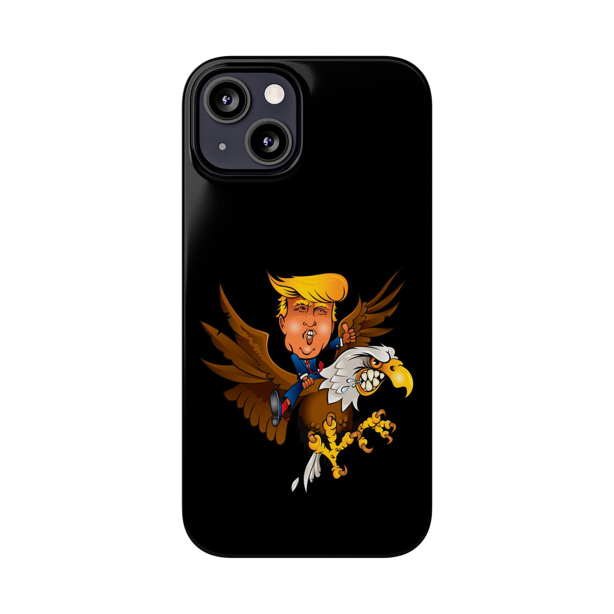 Trump Riding on a Sreamin Eagle Slim Phone Cases