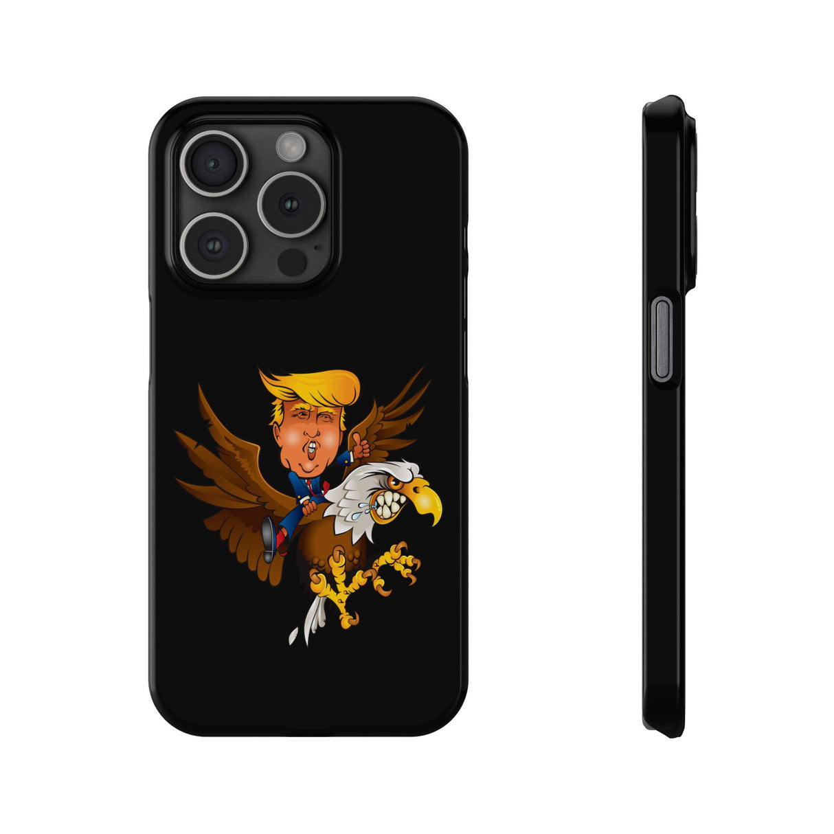 Trump Riding on a Sreamin Eagle Slim Phone Cases