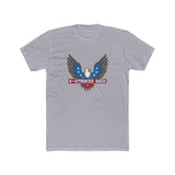 4-Strokes Suck Screamin Eagle graphic t-shirt featuring an eagle design and patriotic colors, perfect for 2-stroke enthusiasts.