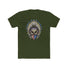 Skeleton Ronnie Shirt with American Bandana and Feathered Hat design on an olive green background
