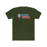 Green T-shirt with "My Dad's My Uncle" text and cartoon graphic, humorous design by Ronnie Mac.