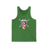 Ronnie Mac Crossbones Tank Top in green with motocross helmet graphic and crossed wrenches design.