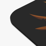 Close-up of a durable mouse pad featuring a sleek design, perfect for enhancing workspace aesthetics and productivity.
