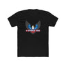 Black '4-Strokes Suck' shirt featuring an eagle design and blue stars, perfect for 2-stroke enthusiasts.