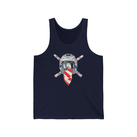 Ronnie Mac Crossbones Tank Top featuring a motorcycle helmet and crossed handlebars design, perfect for motocross fans.