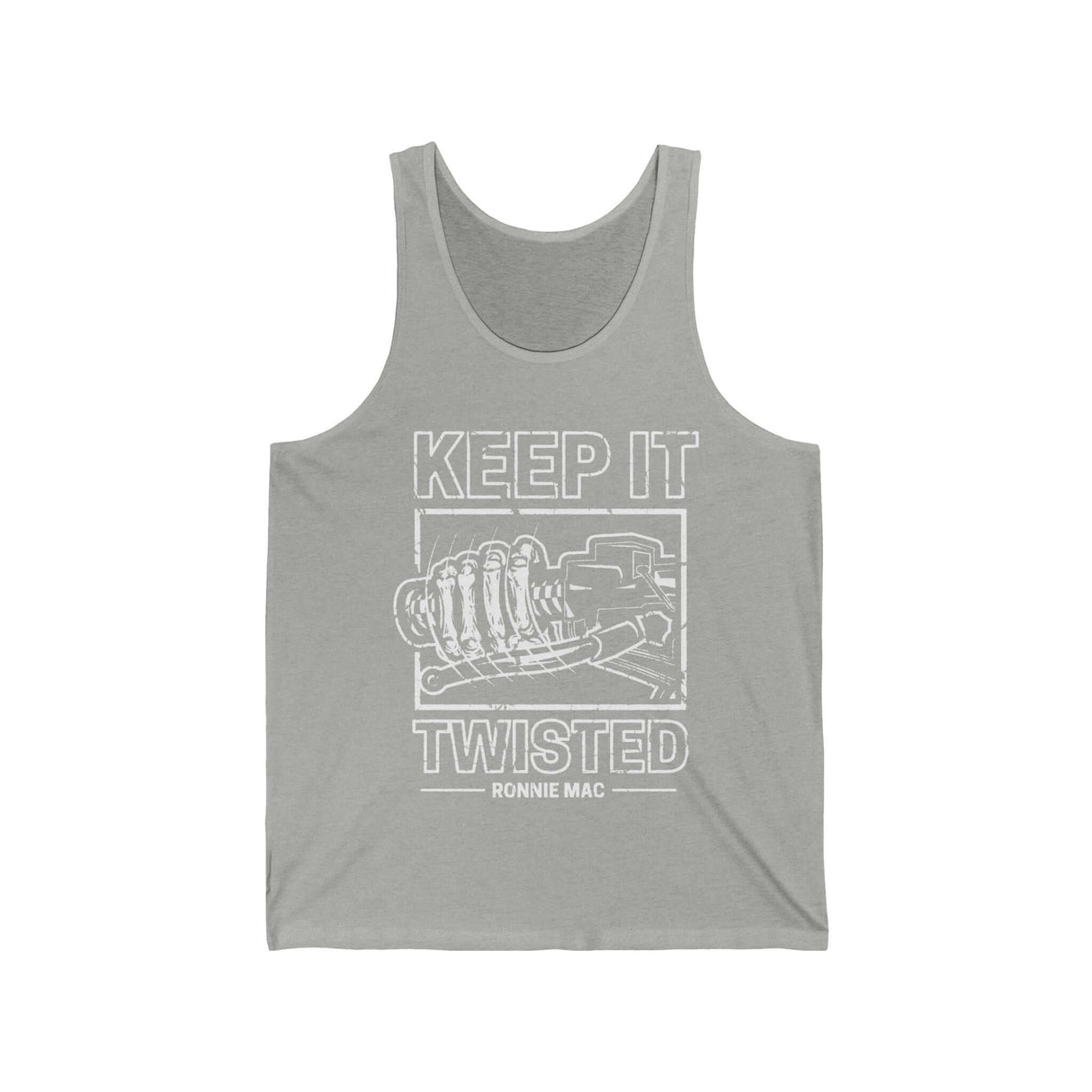 Keep It Twisted Tank Top featuring gnarly twisted design for style and speed lovers, perfect for gym and casual wear.