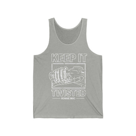 Keep It Twisted Tank Top featuring gnarly twisted design for style and speed lovers, perfect for gym and casual wear.