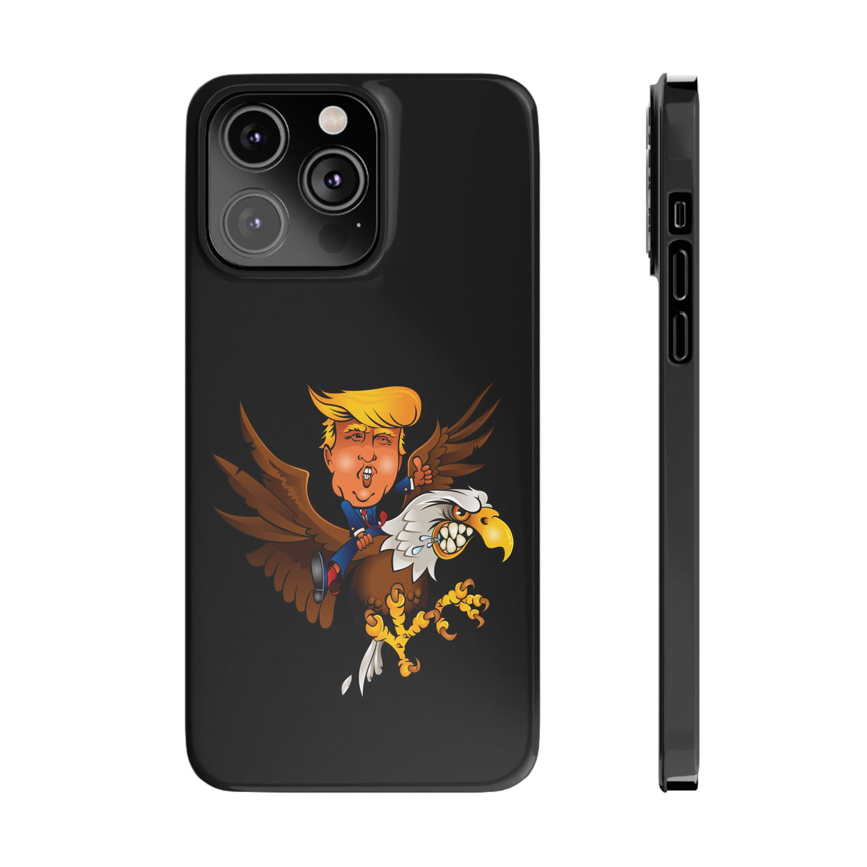 Trump Riding on a Sreamin Eagle Slim Phone Cases