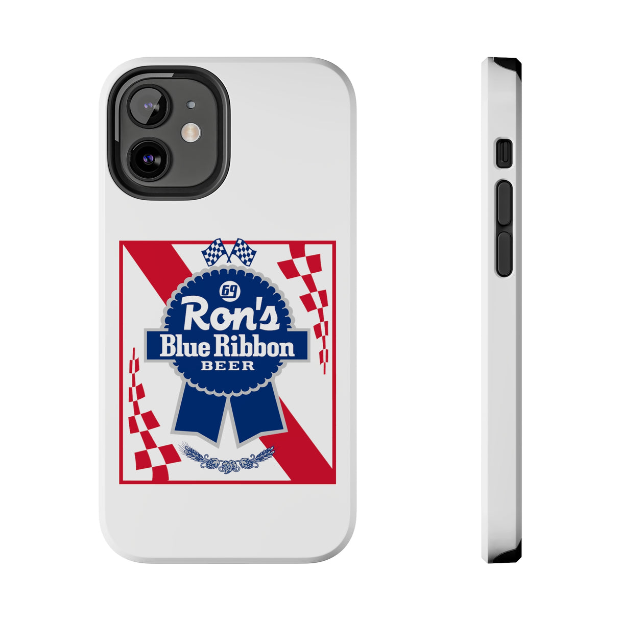 Ron's Blue Ribbon Beer Tough Phone Case, Size: iPhone 12 Mini,