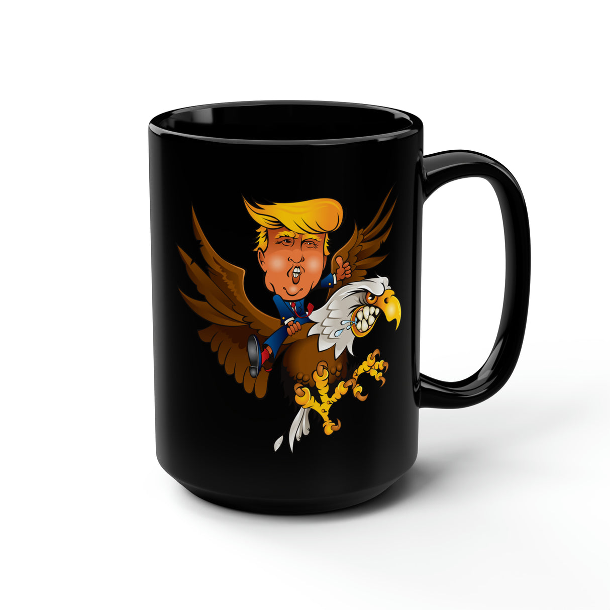 Trump Riding on a Sreamin Eagle 15oz Mug