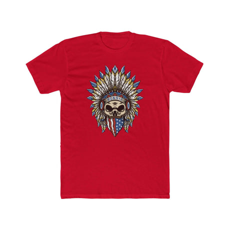 Red Skeleton Ronnie Shirt with American Bandana and Feathered Hat design, tribute to motocross legend Ronnie Mac.