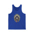 Blue Skeleton Ronnie Mac Head Tank Top with American bandana and feathered hat design for motocross enthusiasts.