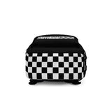 Crossbones 2-Stroke Backpack with Ronnie Mac design and checkered pattern base, perfect for speed enthusiasts.