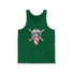 Green tank top featuring Ronnie Mac crossbones logo and retro helmet design, perfect for motocross enthusiasts.