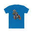 Ronnie Mac King of Moto T-Shirt featuring skeleton rider in flames, blue tee.
