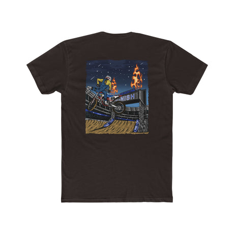 Supercross Mac Nac Shirt featuring Ronnie Mac performing stunt graphic, black tee for motocross fans, limited edition merchandise.