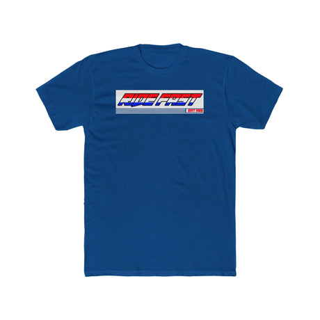 Blue "Ride Fast, Eat Ass" T-Shirt from Ronnie Mac’s collection for rebellious spirits