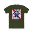 Rons Blue Ribbon Beer shirt featuring retro logo on olive green fabric, celebrating classic beer nostalgia.