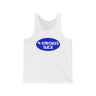 "4-Strokes Suck" white tank top with blue oval design and white text for two-stroke enthusiasts from Ronnie Mac's store