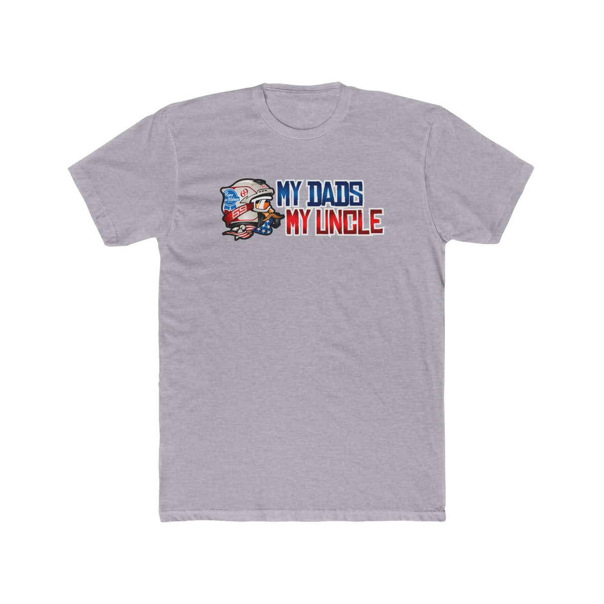 Gray "My Dad's My Uncle" T-Shirt featuring humorous text and cartoon image on the front.