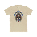 Skeleton Ronnie Mac shirt with American bandana and feathered hat design for moto fans.
