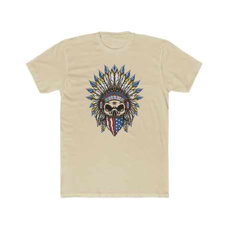 Skeleton Ronnie Mac shirt with American bandana and feathered hat design for moto fans.
