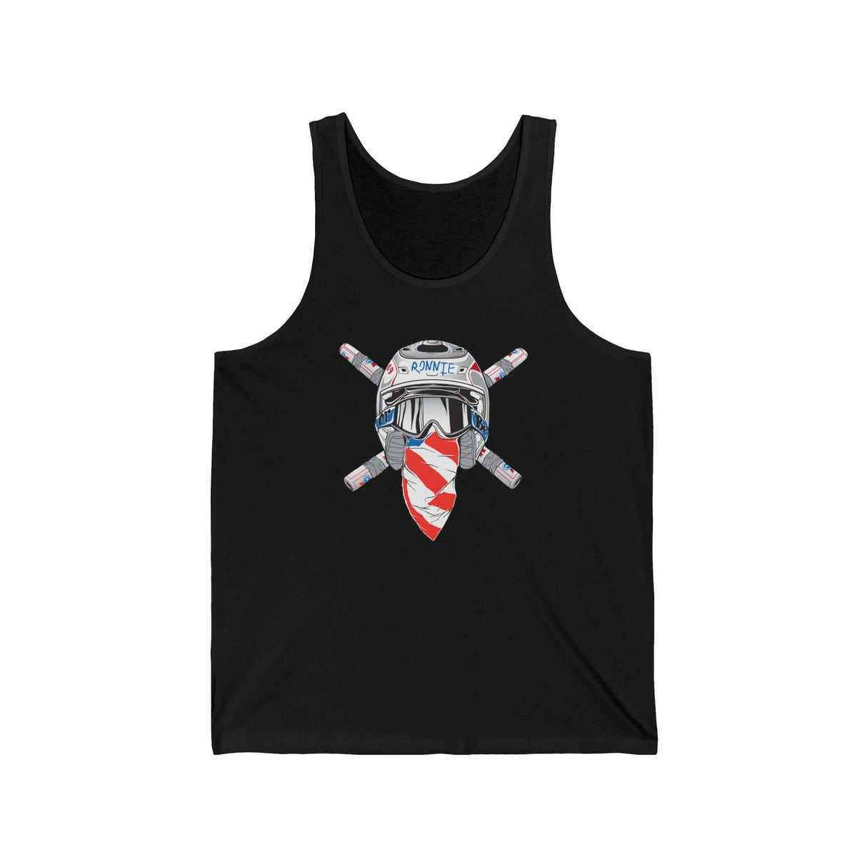 Ronnie Mac Crossbones Helmet Tank Top featuring a bold graphic on a black base for motocross enthusiasts.