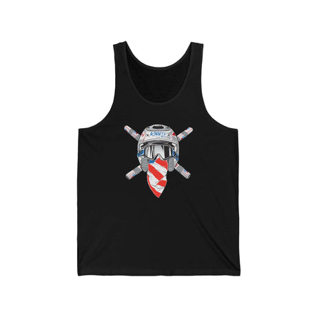 Ronnie Mac Crossbones Helmet Tank Top featuring a bold graphic on a black base for motocross enthusiasts.