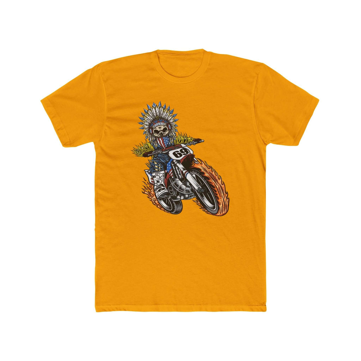 "Ronnie Mac Ghost Rider King of Moto T-Shirt with fiery motocross skeleton design"