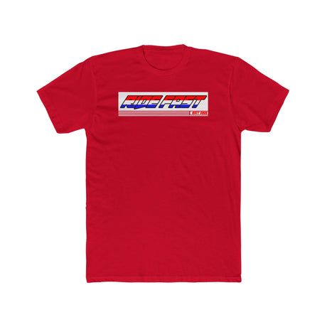 Red "Ride Fast, Eat Ass" T-Shirt with Bold Printed Slogan from Ronnie Mac’s Collection