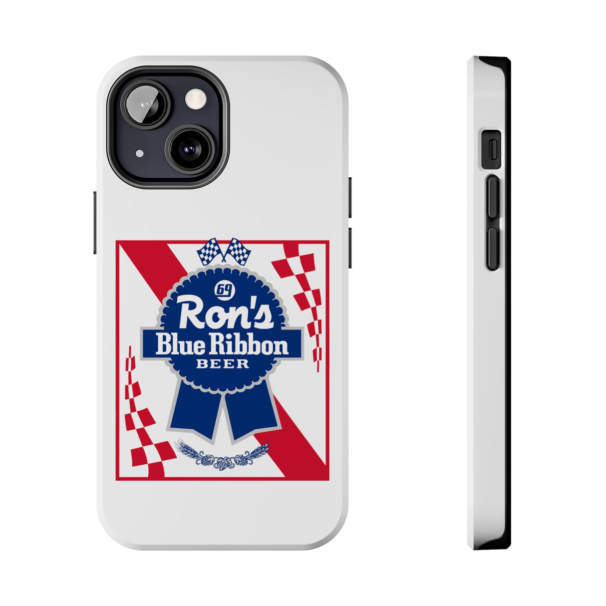 Ron's Blue Ribbon Beer Tough Phone Case, Size: iPhone 13 Mini,