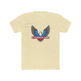 4-Strokes Suck Screamin Eagle Bird Shirt featuring eagle design and red, white, blue colors on a yellow background.