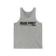 Ride Fast Checkered Tank Top with Bold Text and Block Underline in Checkered Pattern on Gray Background