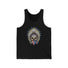 Skeleton Ronnie Mac Head Tank Top with American Bandana and Feathered Hat Design on Black Tank