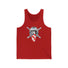 Ronnie Mac Crossbones Tank Top in red featuring a bold graphic design of a helmet and crossed handlebars.
