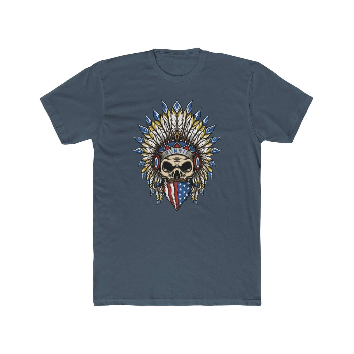 Skeleton Ronnie Mac Shirt with American Bandana and Feathered Hat Design