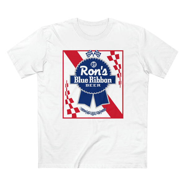 Ron's Blue Ribbon Beer Shirt, Color: White, Size: S