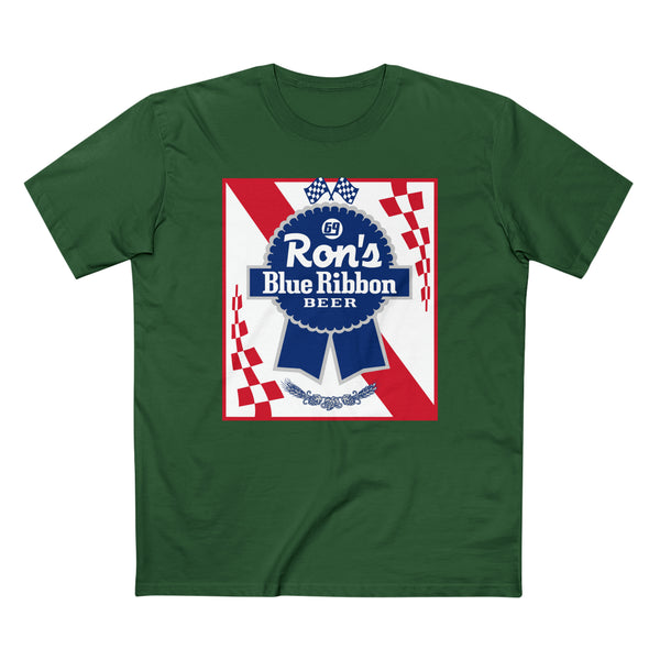 Ron's Blue Ribbon Beer Shirt, Color: Forest Green, Size: S