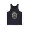 Skeleton Ronnie Mac Head Tank Top with American Bandana and Feathered Hat Design