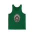 SKELETON RONNIE Tank Top featuring skeleton head with American bandana and feathered hat, perfect for moto enthusiasts.