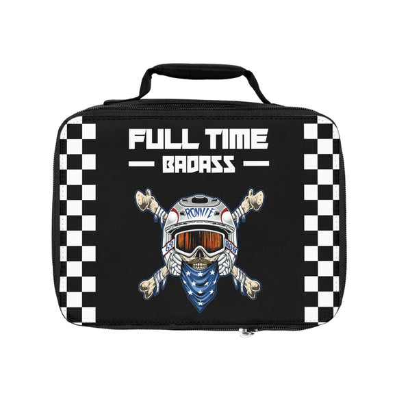 Skeleton Crossbones Lunch Box with Ronnie Mac Full Time Badass design for speed enthusiasts