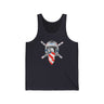 Black tank top featuring Ronnie Mac crossbones logo and helmet design, perfect for motocross enthusiasts.