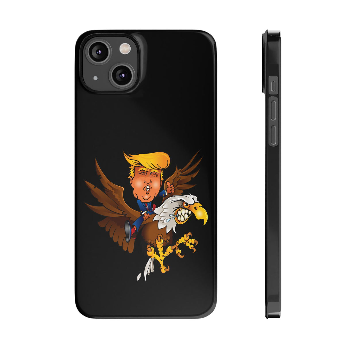 Trump Riding on a Sreamin Eagle Slim Phone Cases
