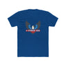 Blue '4-Strokes Suck' t-shirt featuring an eagle graphic and stars, perfect for 2-stroke enthusiasts.