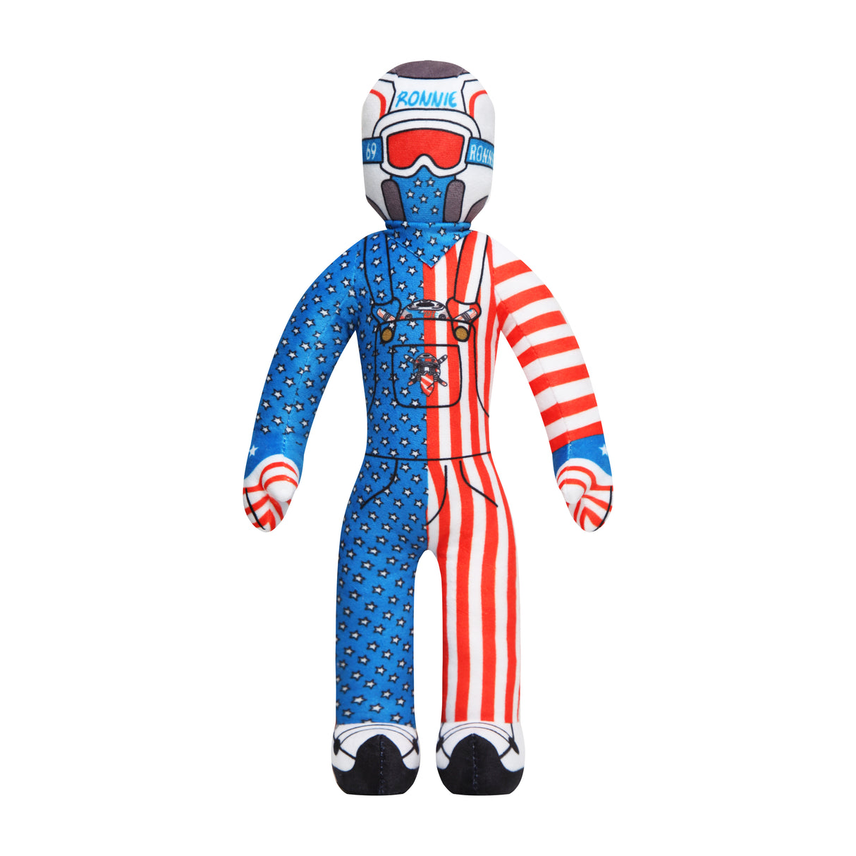 Lil Ronnie Merica Plush toy featuring red, white, and blue design with a fun, mischievous expression.