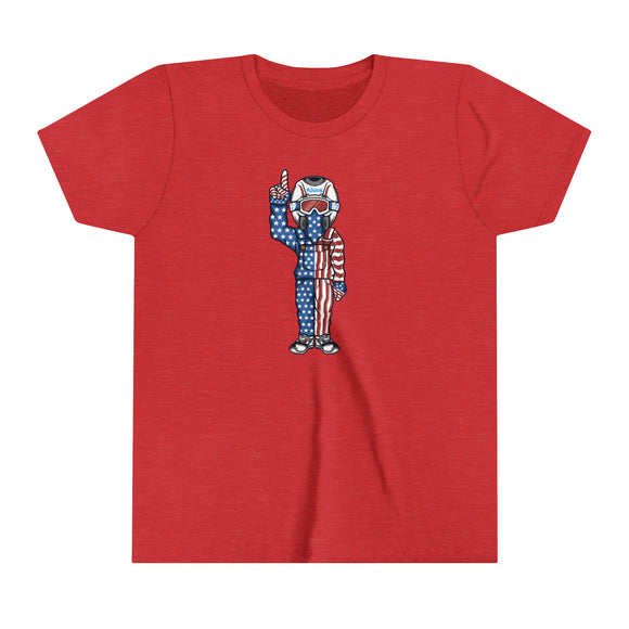 Youth - Merica Character Shirt, Color: Heather Red, Size: S