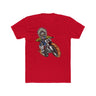 Red Ronnie Mac Ghost Rider T-Shirt with skeleton design, motocross theme, and fiery background.