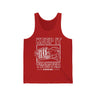 Red "Keep It Twisted" tank top featuring Ronnie Mac-inspired twisted design for a bold and edgy look.