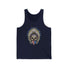 Skeleton Ronnie Tank featuring American bandana and feathered hat design on black fabric