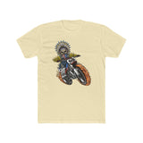 "Ronnie Mac King of Moto T-Shirt featuring skeleton rider in flames on motorcycle"